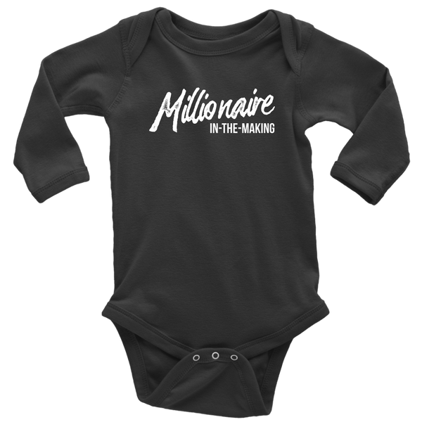Millionaire-in-the-Making Long Sleeve Onesie (Sizes 6M-18M)